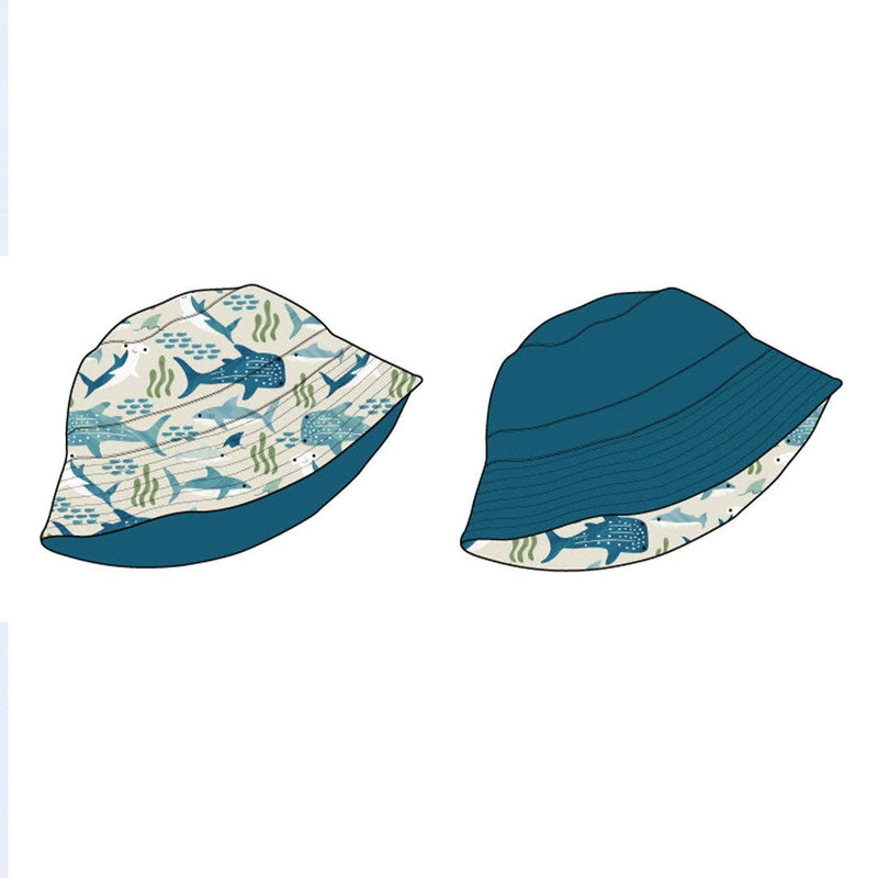 Shark Friends Ocean Blue Reversible Kids Bucket Hat - Baby