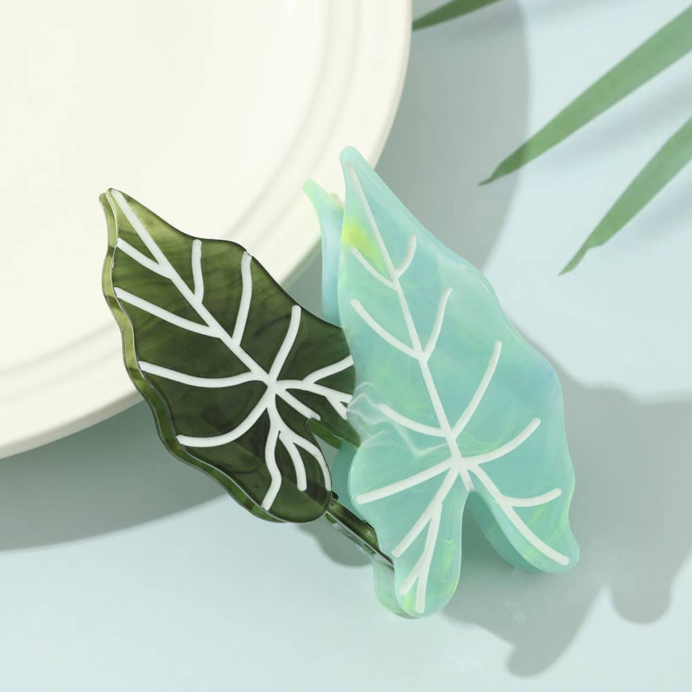 Vibrant Tropical Leaf-Shaped Botanical Hair Claw Clips