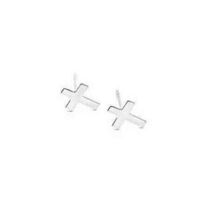 Erin Gray Itty Bitty Cross Studs in Sterling Silver