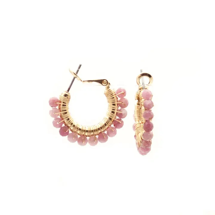 Salty Cali - Pismo Mini Hoops ~ Salty Stones - Pink