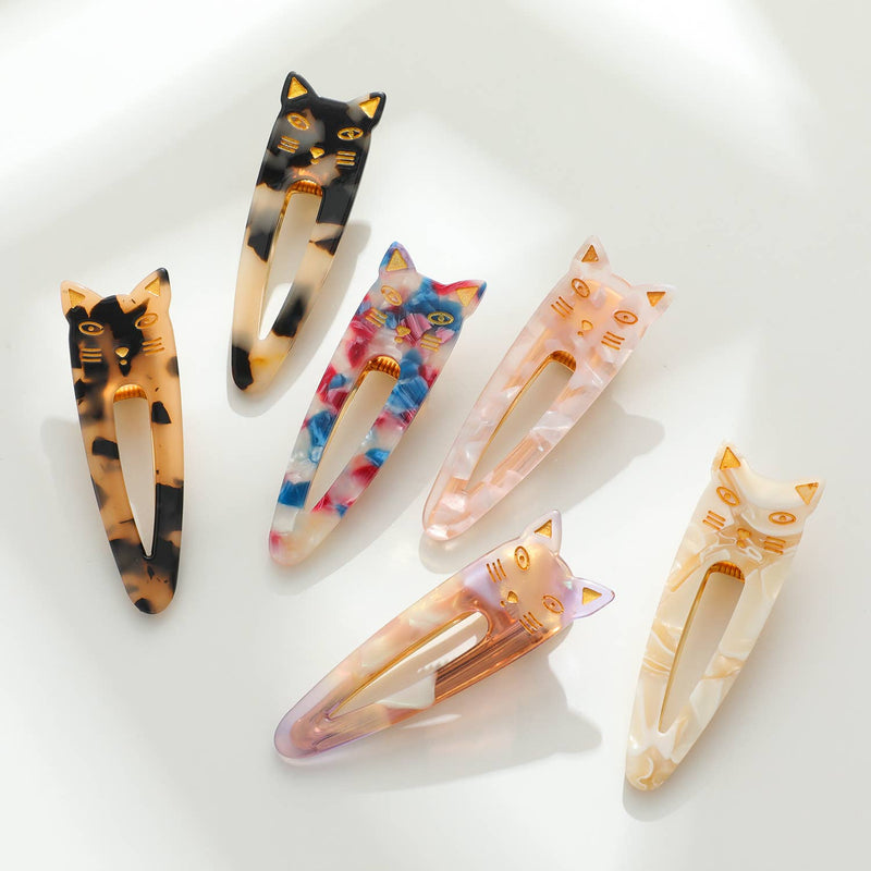 Elodie | Pointed Cat Face Barrette Hair Clip (Set of 2)