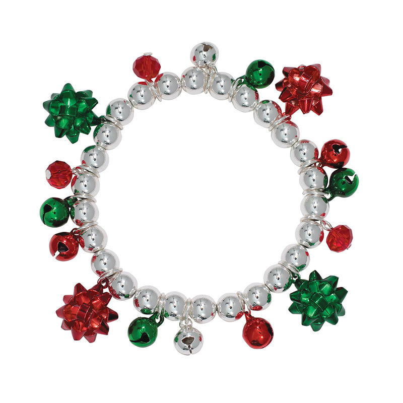 Bracelet-Bells w Red & Green Bows