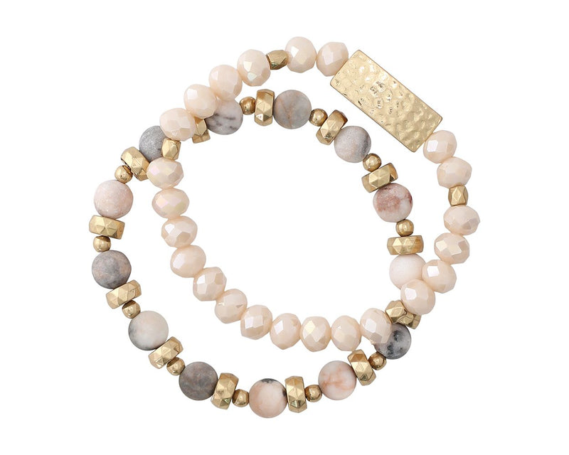 Neutral Tone Beads with Gold Bracelet