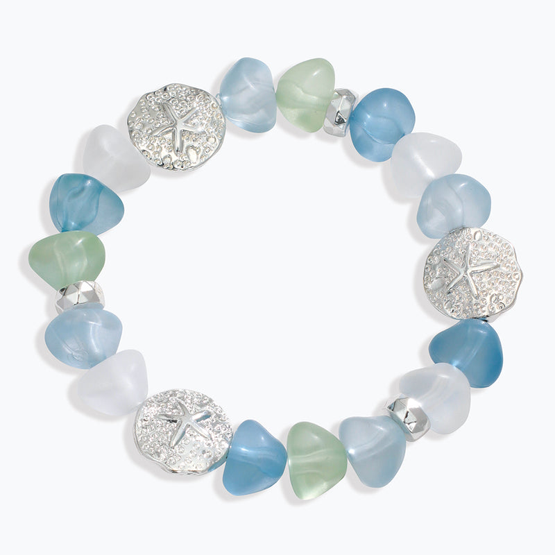 Bracelet-Sea Glass w Sand Dollars