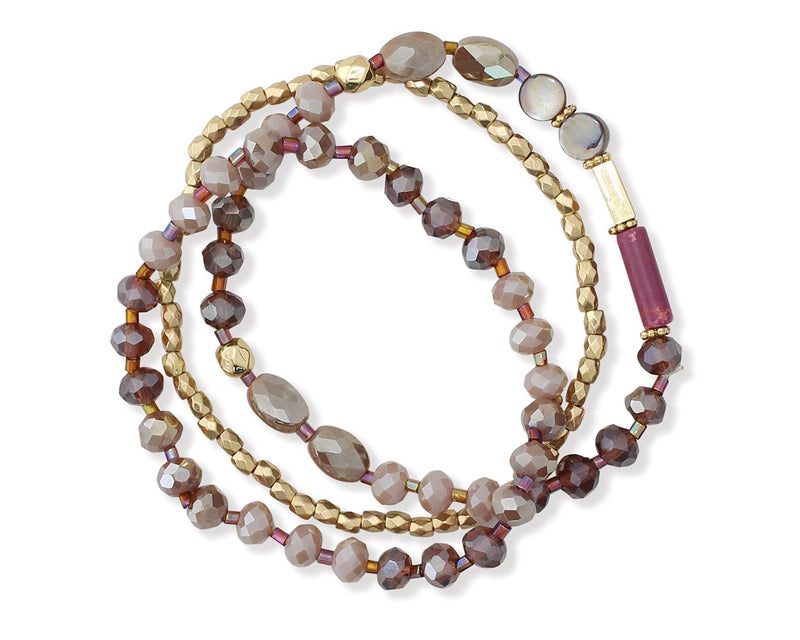 Mauve and Dusty Lilac Beads Bracelet