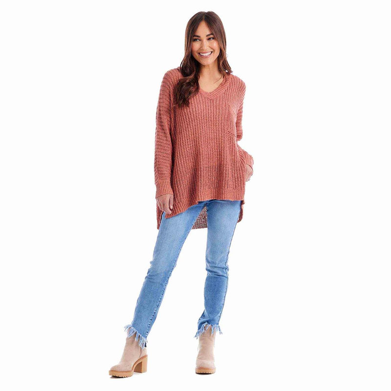 Mud Pie Oscar V-Neck Sweater Mauve