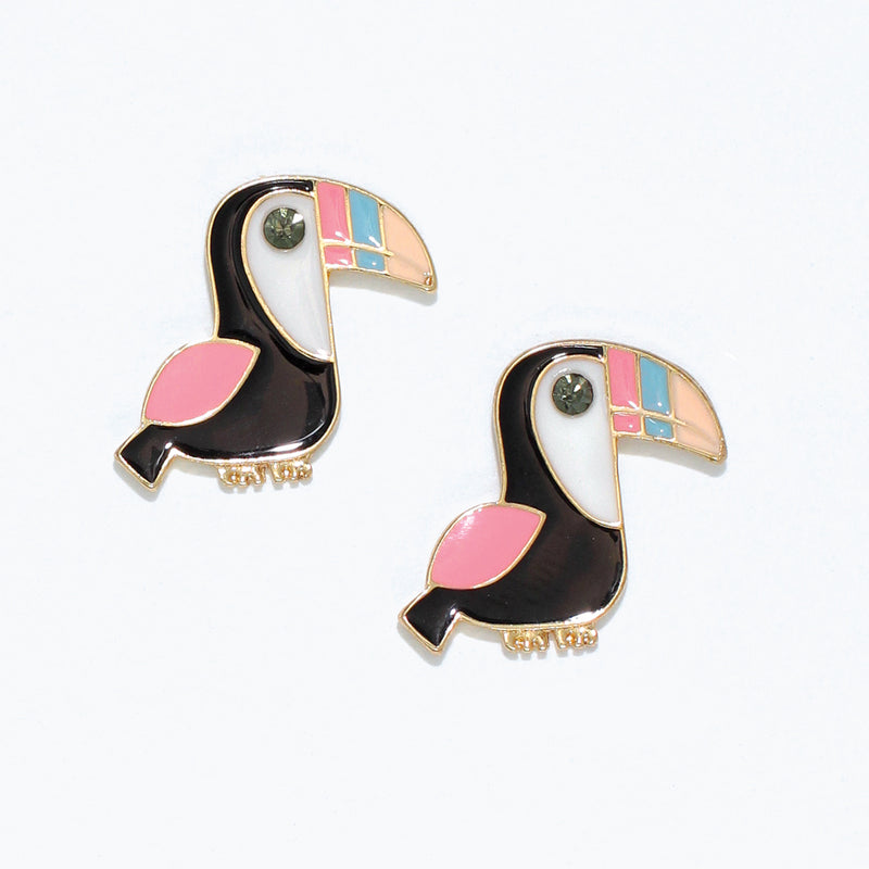 Earrings-Enamel Toucan w Crystal