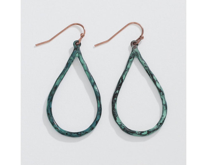 Hammered open patina teardrops 8102464