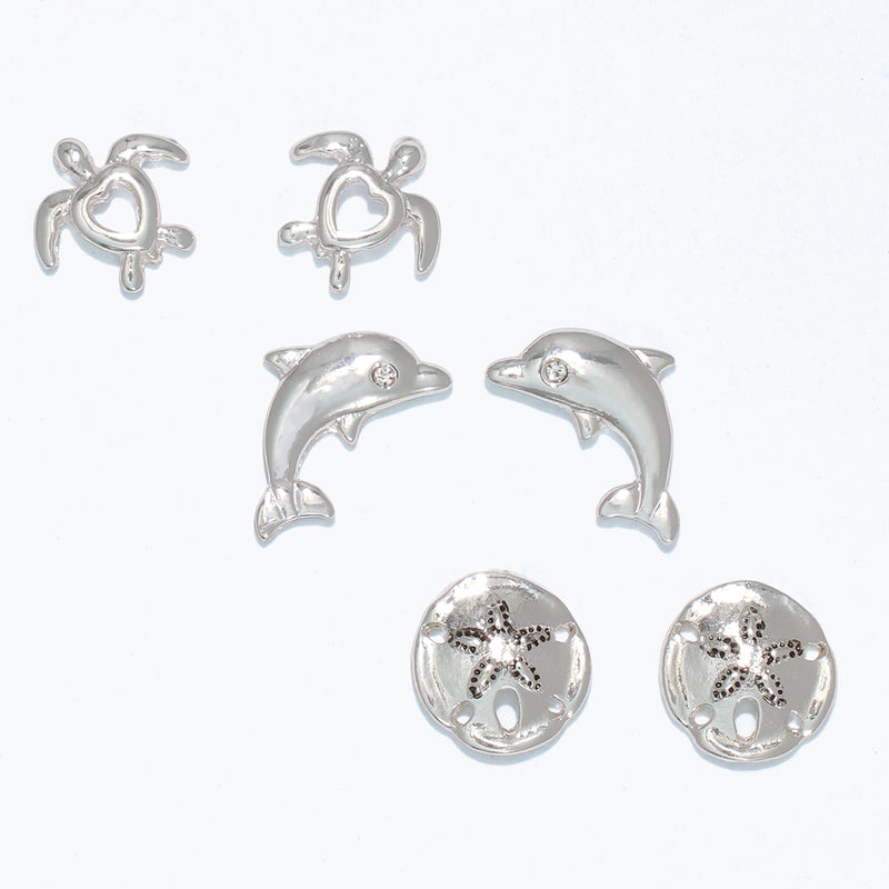 Earrings-Fun Silver Sea Creatures