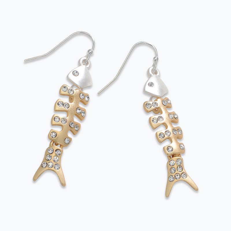 Earrings-Twotone Bonefish w Crys