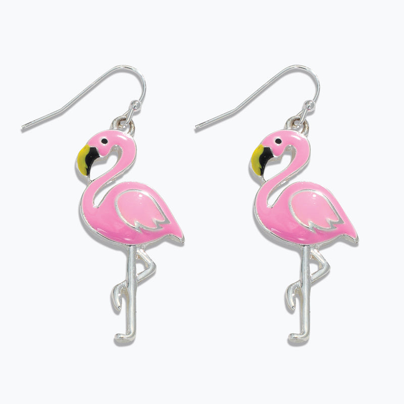 Earrings-Bright Pink Flamingos