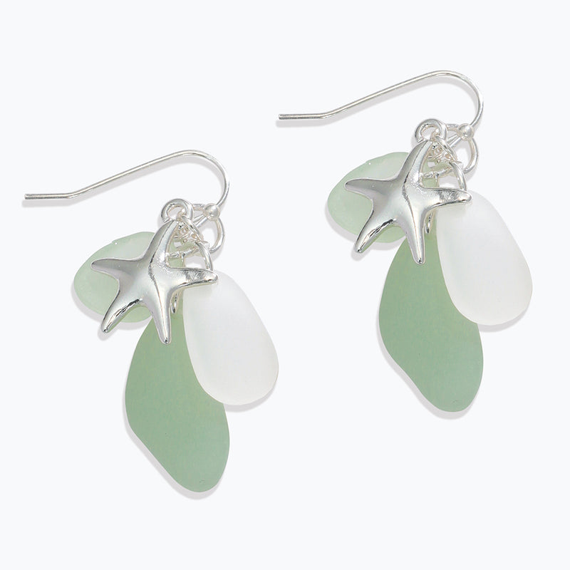 Earrings-Starfish with Sea Glass