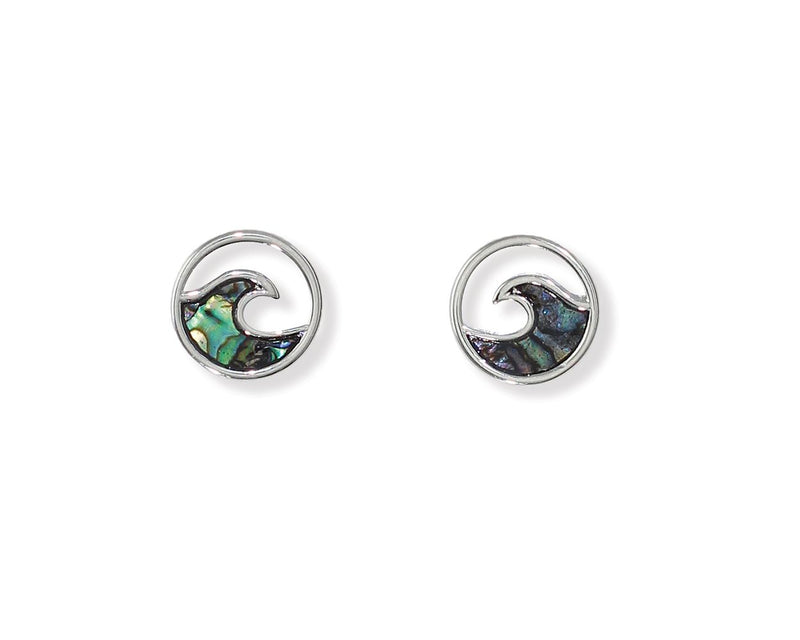 Silver Abalone Wave Earrings
