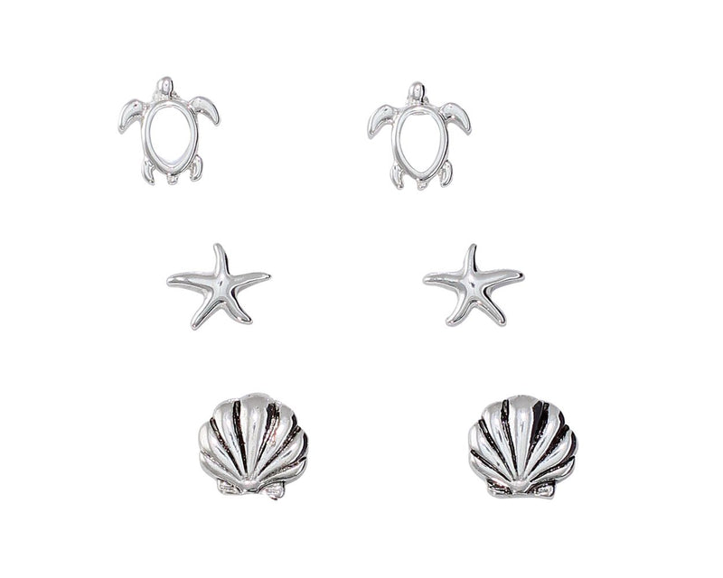 Periwinkle - Earrings Turtle Starfish Shell Trio