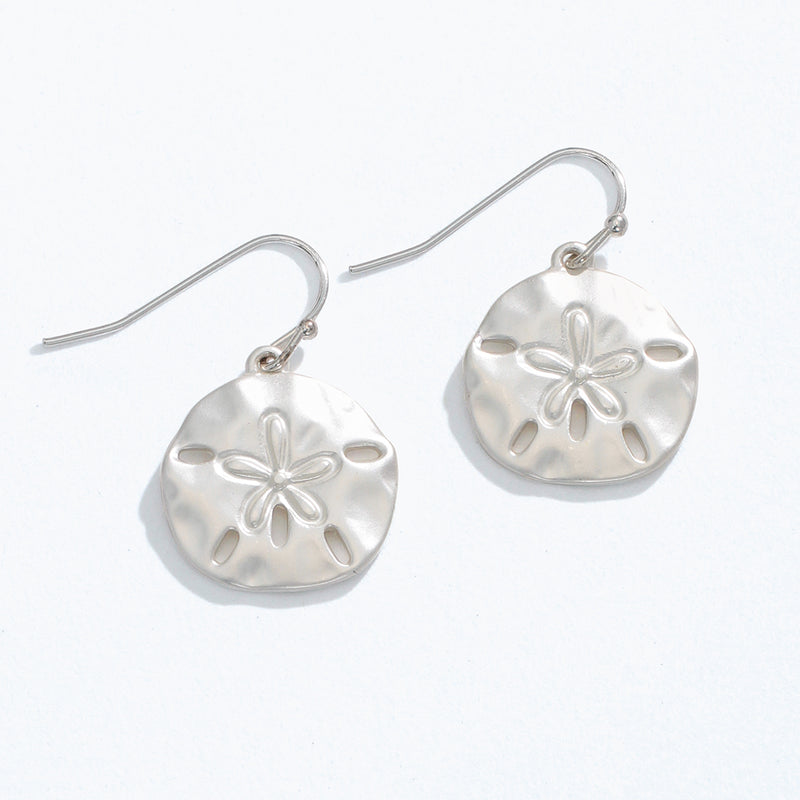 Earrings-Matte Silver Sand Dollars