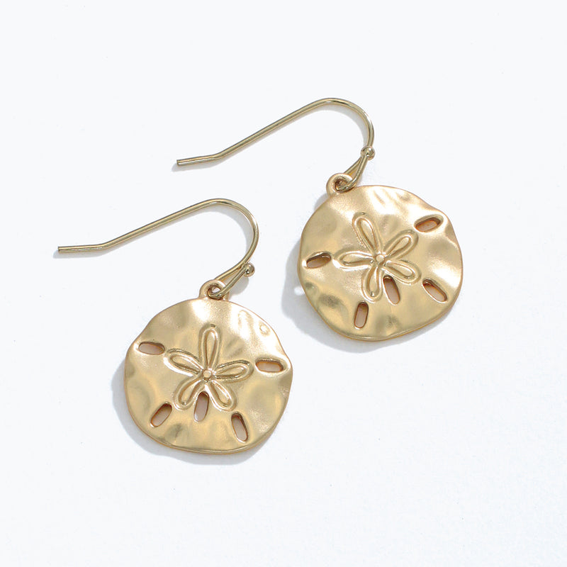 Earrings-Matte Gold Sand Dollars