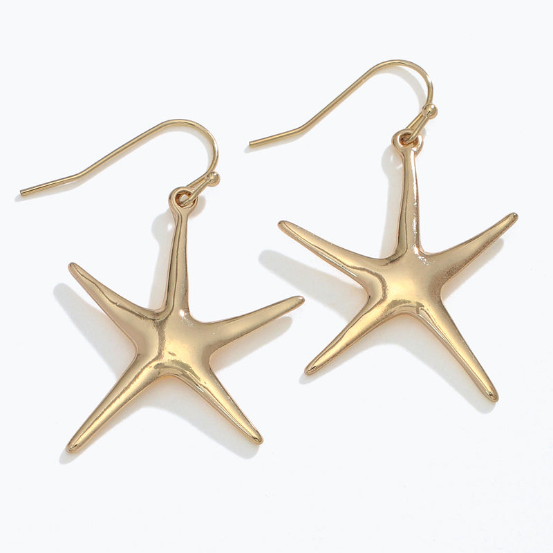 Earrings-Polished Gold Starfish