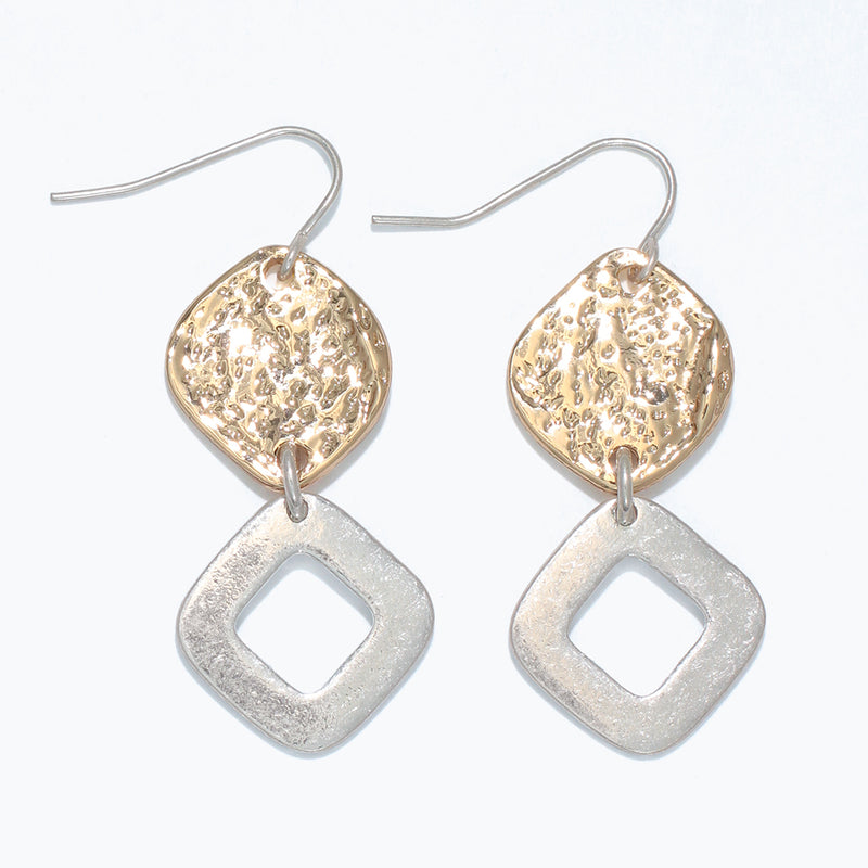 Earrings-Two-tone textured shapes