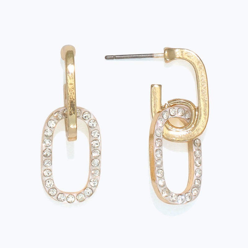 Earrings-Gold and Crystal Links