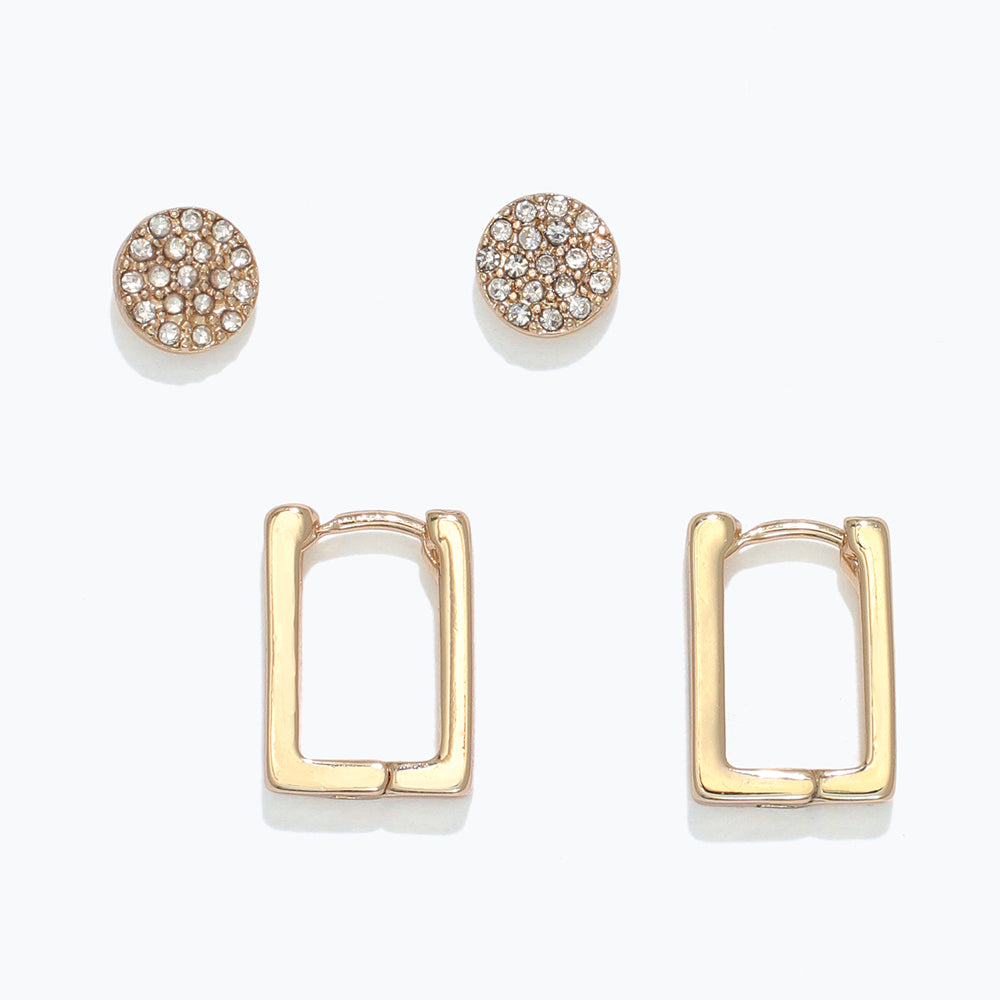 Earrings-Cry Stud + Gold Rec DUO