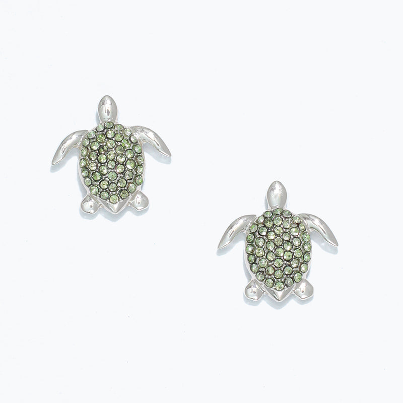 Earrings-Turtles with Mint Crystals