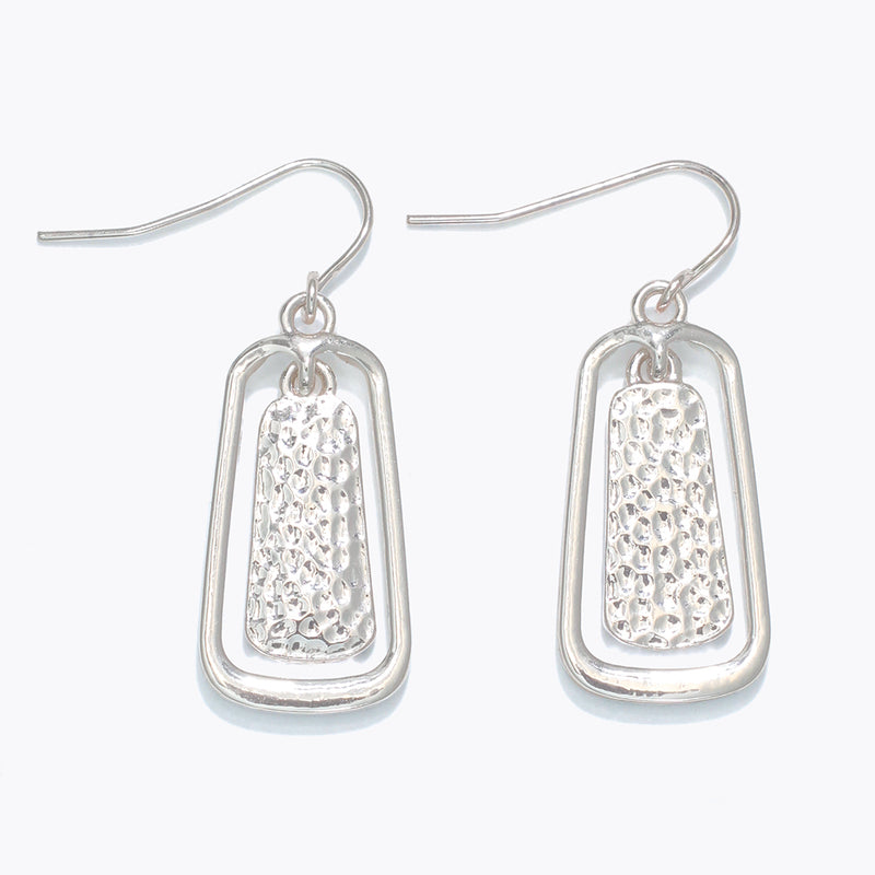 Earrings-Hammered Silver Drops