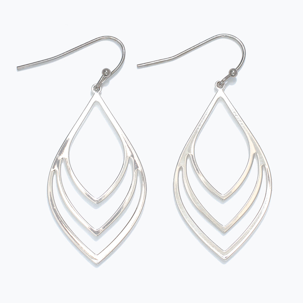 Periwinkle Earrings-3 Tiered Silver Drops