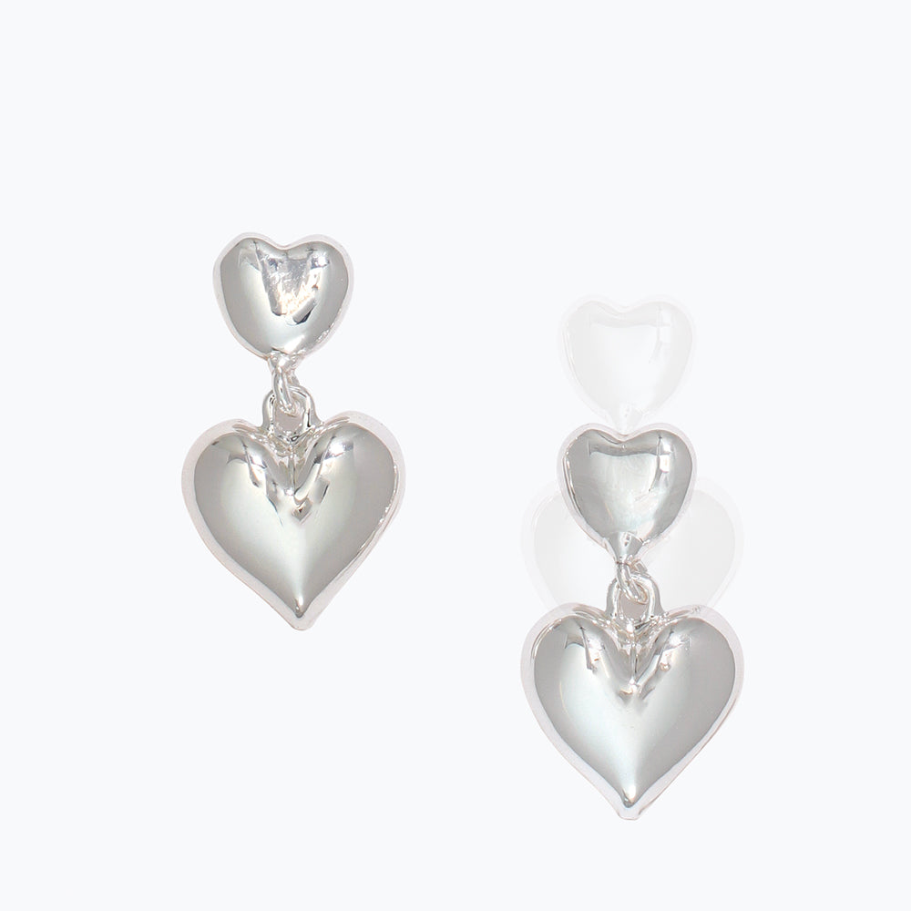 Periwinkle Earrings-Two Polished Silver Hearts