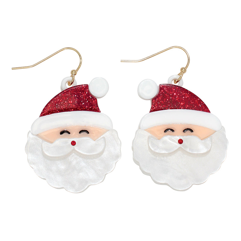 Earrings-Jolly Santa with Crystal