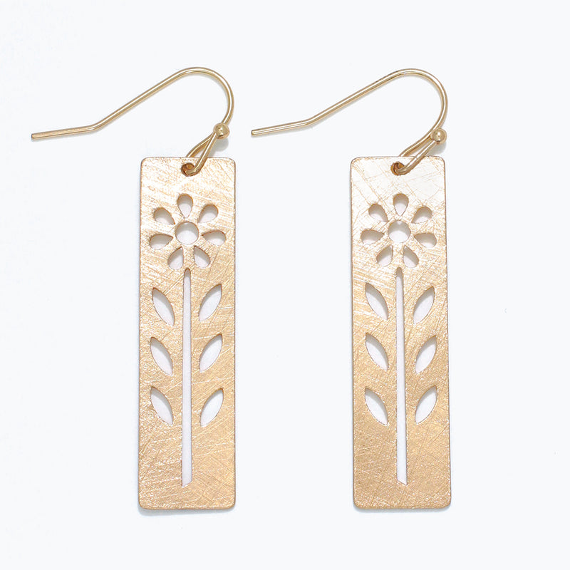 Earrings-Brush Gold Floral Cut Outs
