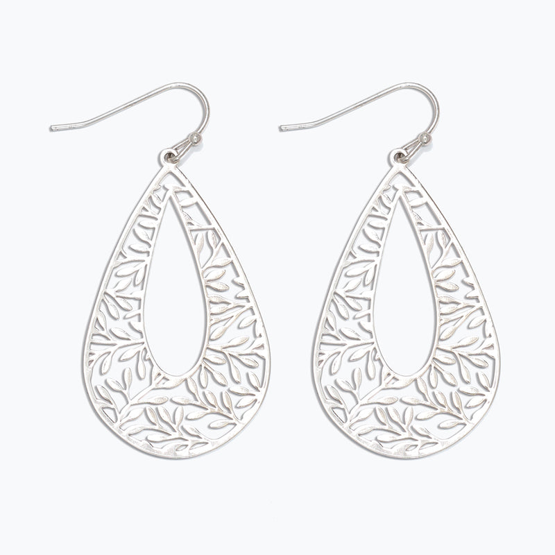 Earrings-Silver Filigree Teardrops