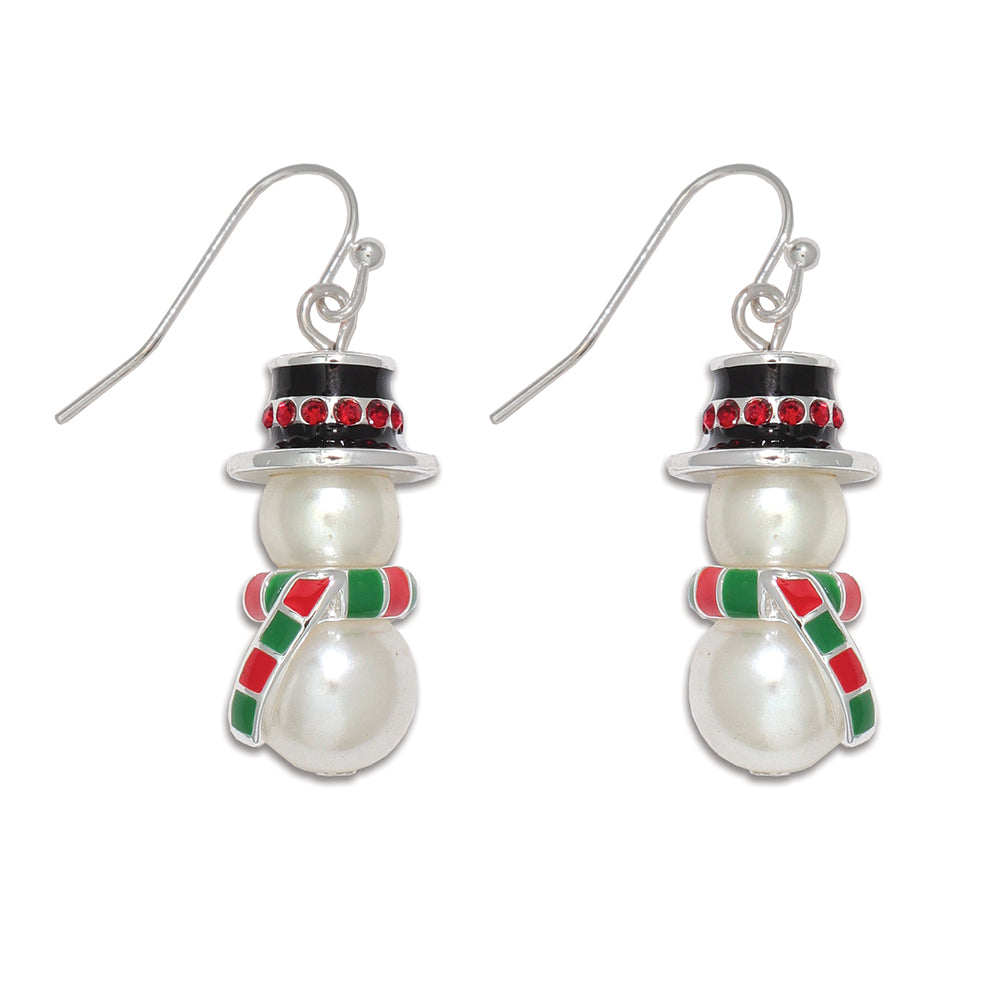 FINAL SALE Earrings-Snowman with Scarf