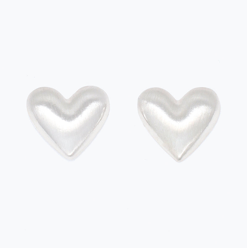 Earrings-Brushed Silver Hearts