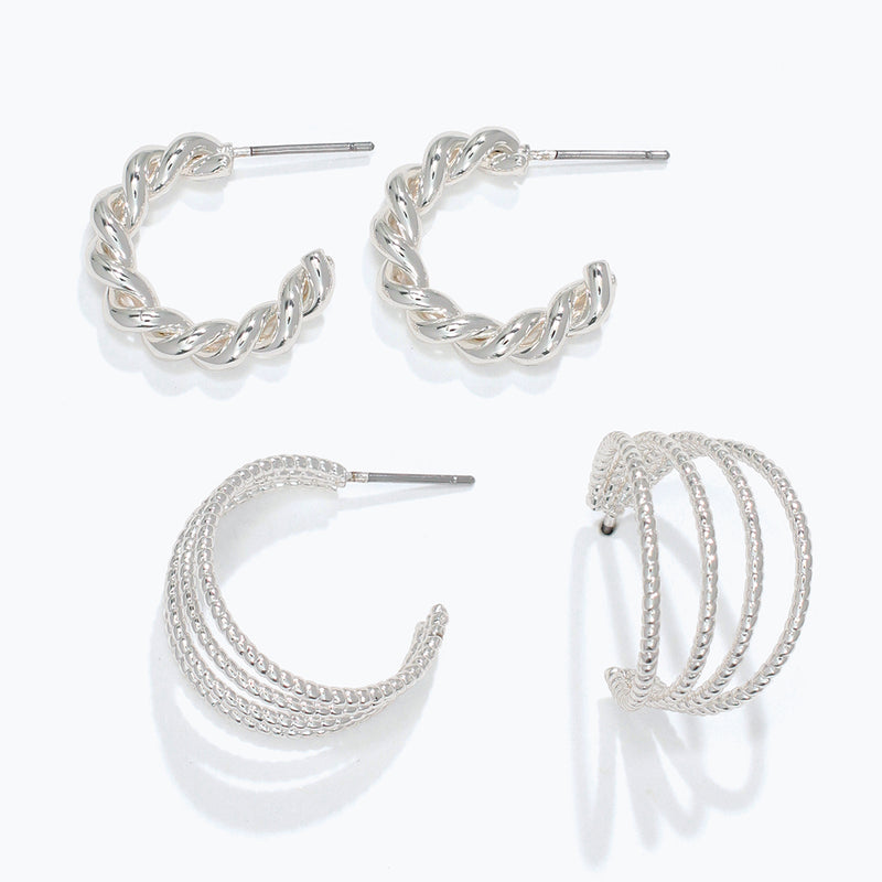 Earrings-DUO Silver Hoops