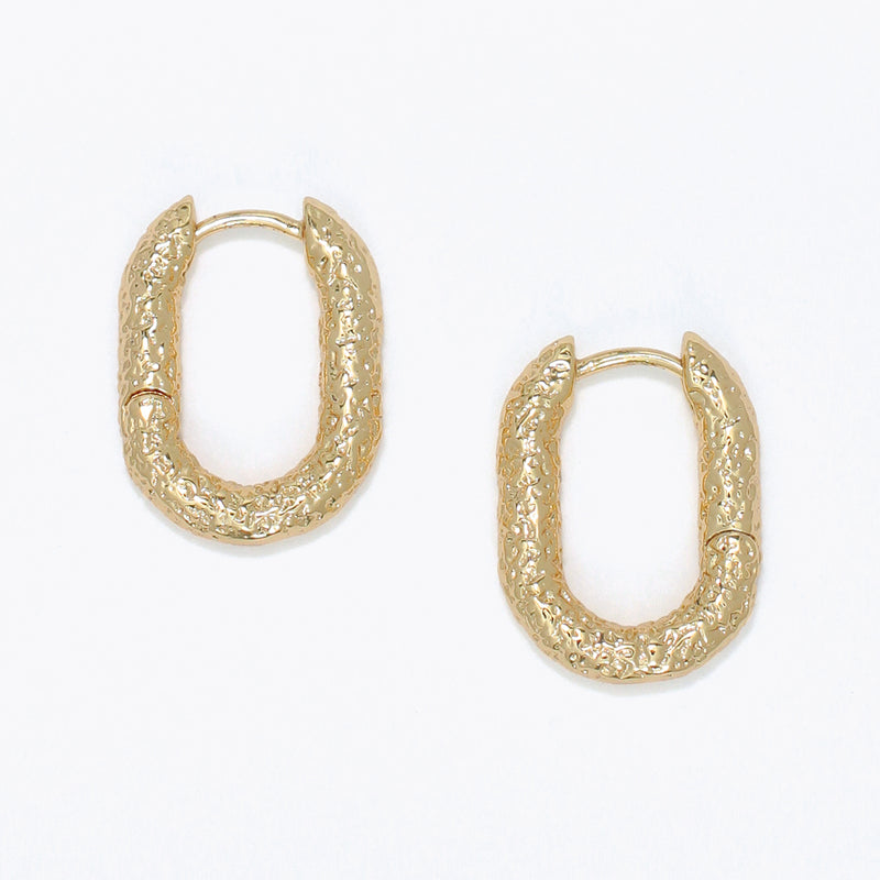 Earrings-Textured Oval Hoops