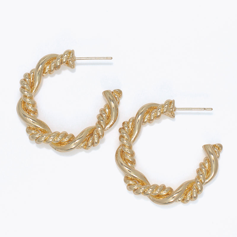 Earrings-Gold Twist Hoops