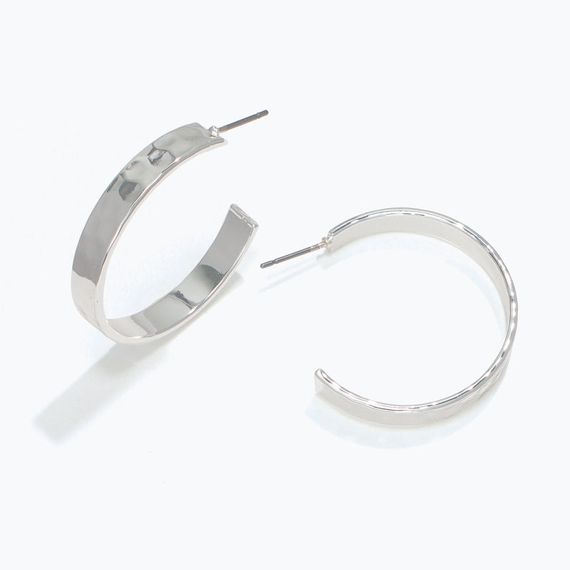 Earrings-Silver Hammered Hoops