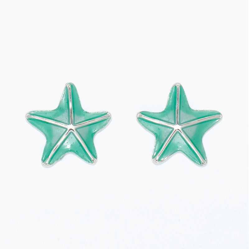 Earrings-Starfish w Aqua Green
