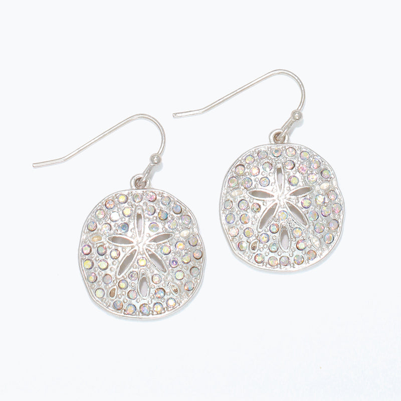 Earrings-AB Crystal Slvr Sand Dolla