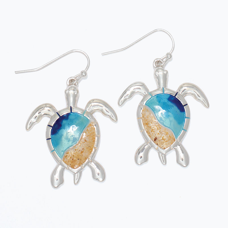 Earrings-Beach Scene Turtles