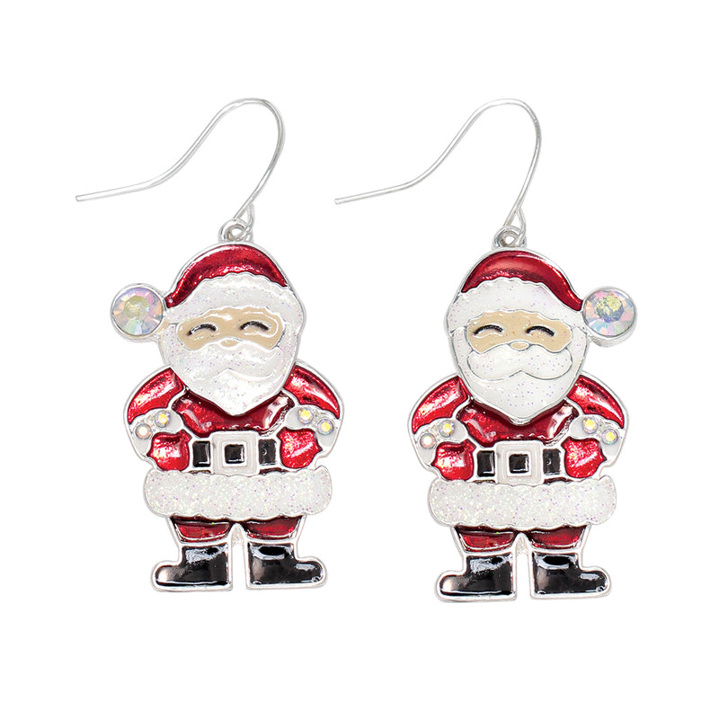 Earrings-Moveable Glitter Santa
