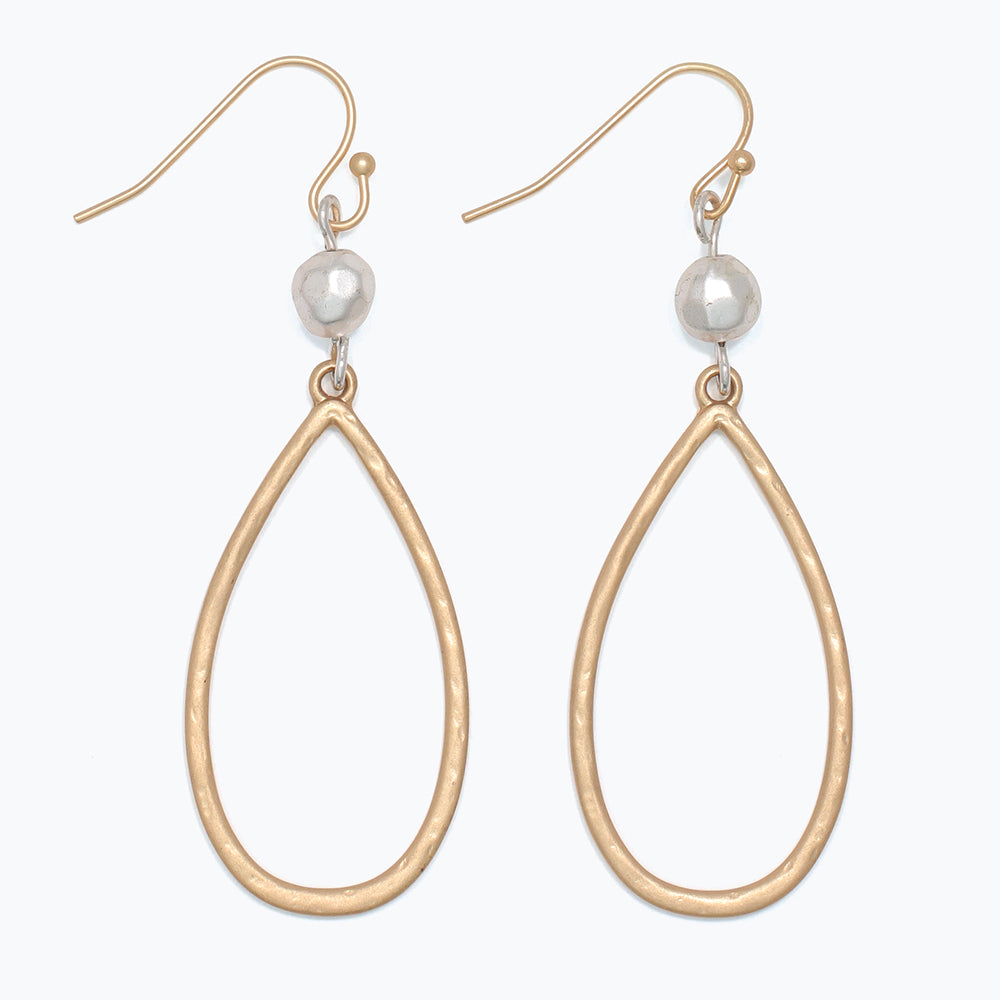 Earrings-Gold Drops w Silver Bead