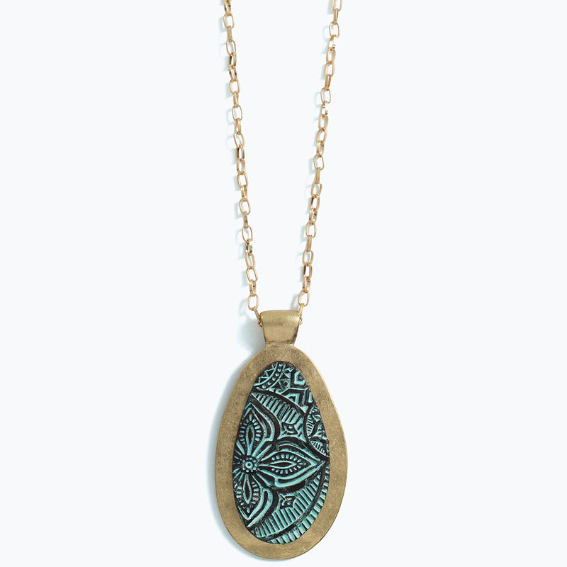 Necklace-Patina + Gold Pendant
