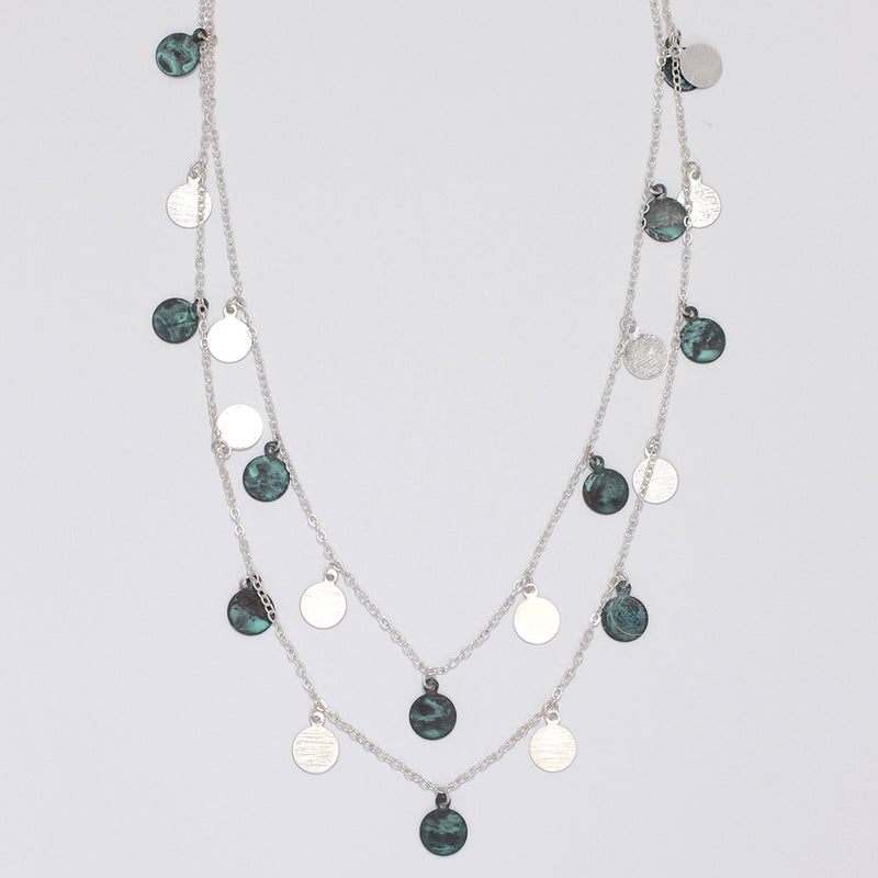 Necklace-Patina and Silver Discs