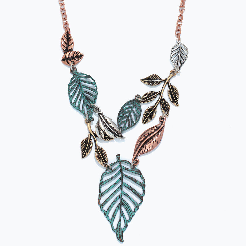Necklace-Tri-tone Leaves