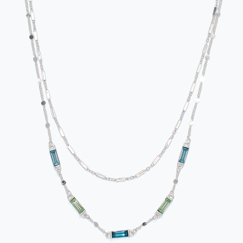 Necklace-Silver with Blue Crystals