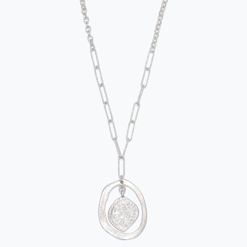 Necklace-Burnished Silver Pendant