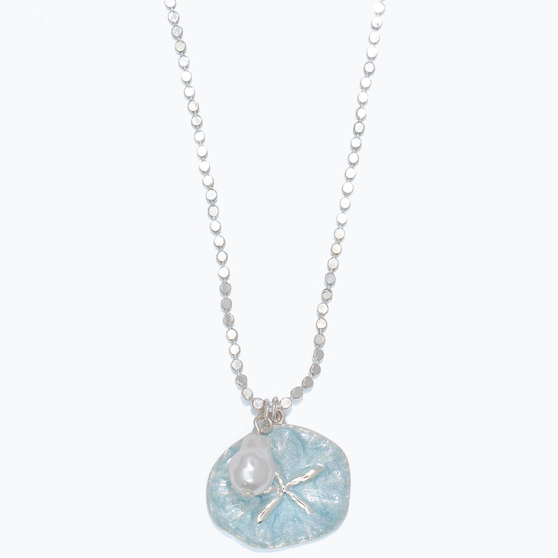 Necklace-Silver+Blue Sand Dollar
