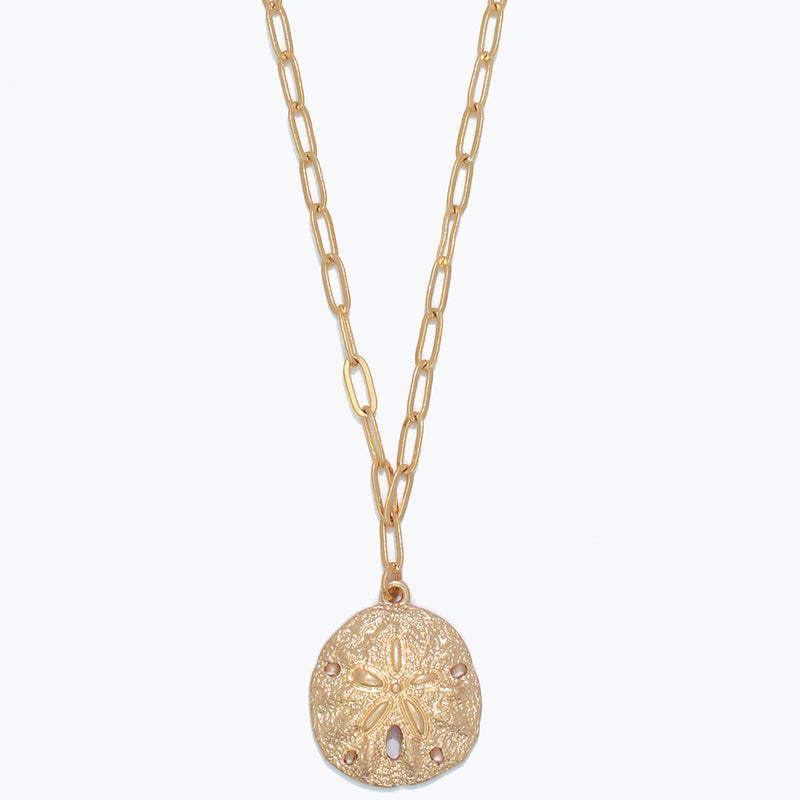 Necklace-Gold Textured Sand Dollar