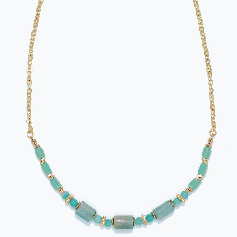 Necklace-Gold + Amazonite